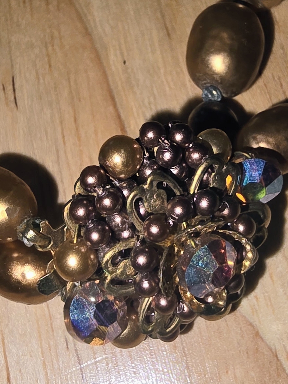 Gold and Black Beaded Double Strand Necklace - Picture 5 of 6
